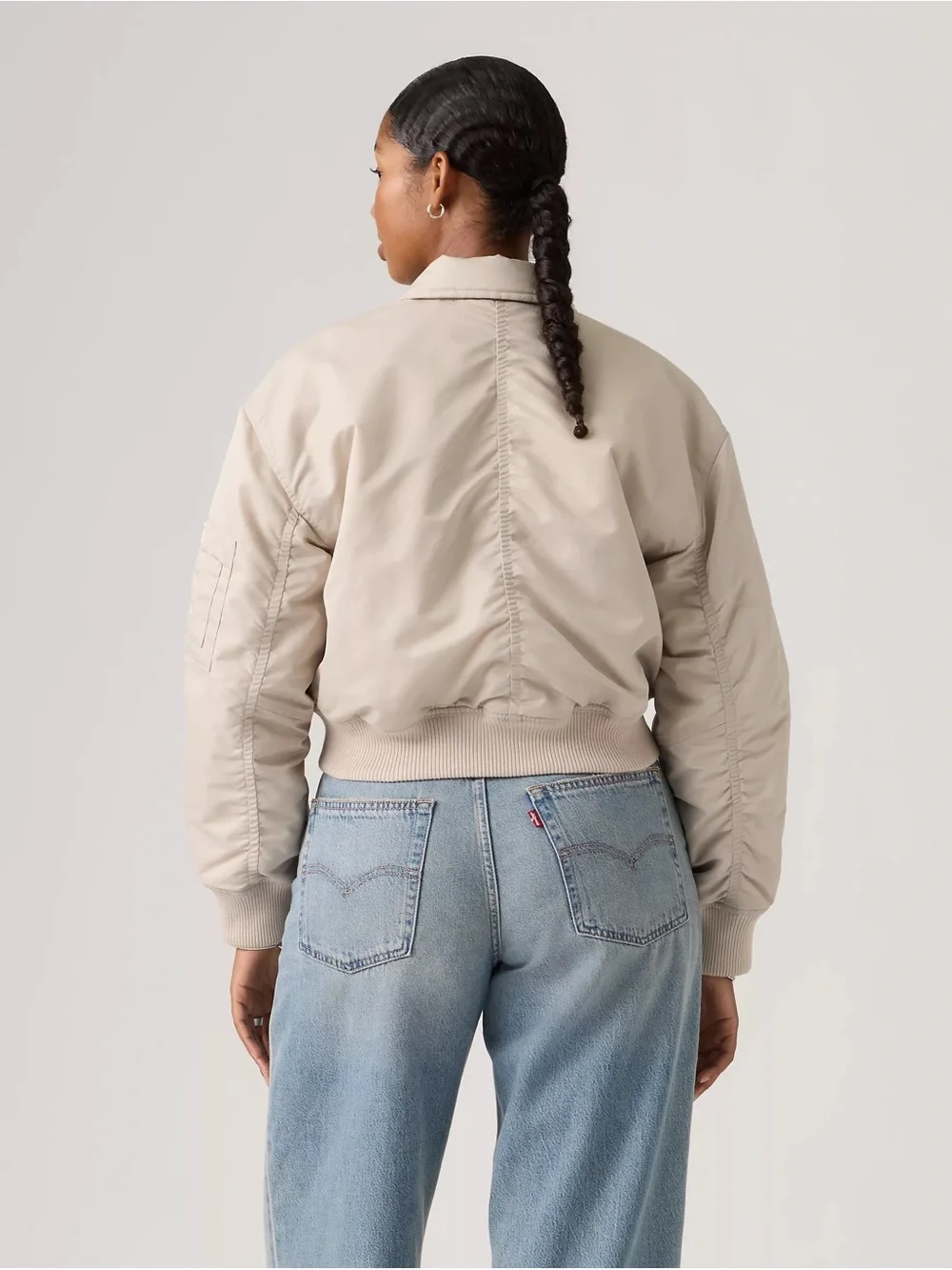 Levi's Bowie Cropped Bomber Jacket in Light Beige size M